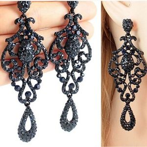 Austrian crystal Black/Navy rhinestone earrings